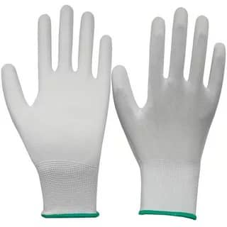 Перчатки нейлоновые с ПУ покрытием пальцев, цв. белый