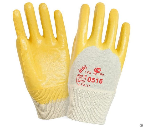 Перчатки "Лайт" хб с легким нитриловым покрытием, цв. желтый