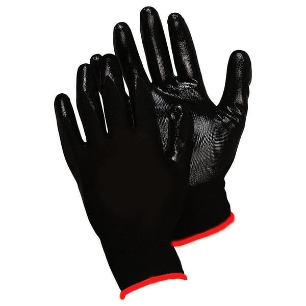 Перчатки нейлоновые с нитриловым покрытием ладони, черный/черный
