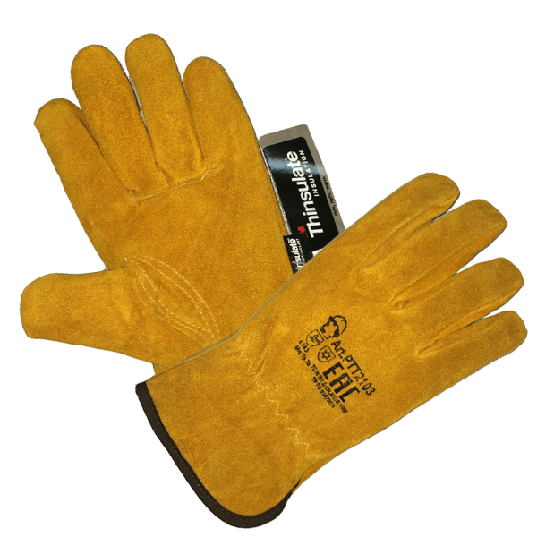 Перчатки желтые цельноспилковые "Драйвер", Thinsulate 40C